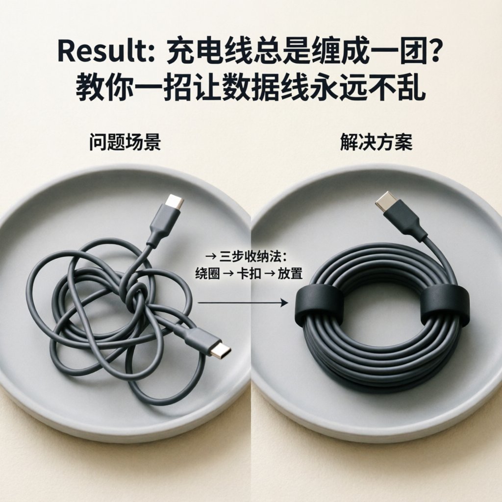 充电线总是缠成一团？教你一招让数据线永远不乱