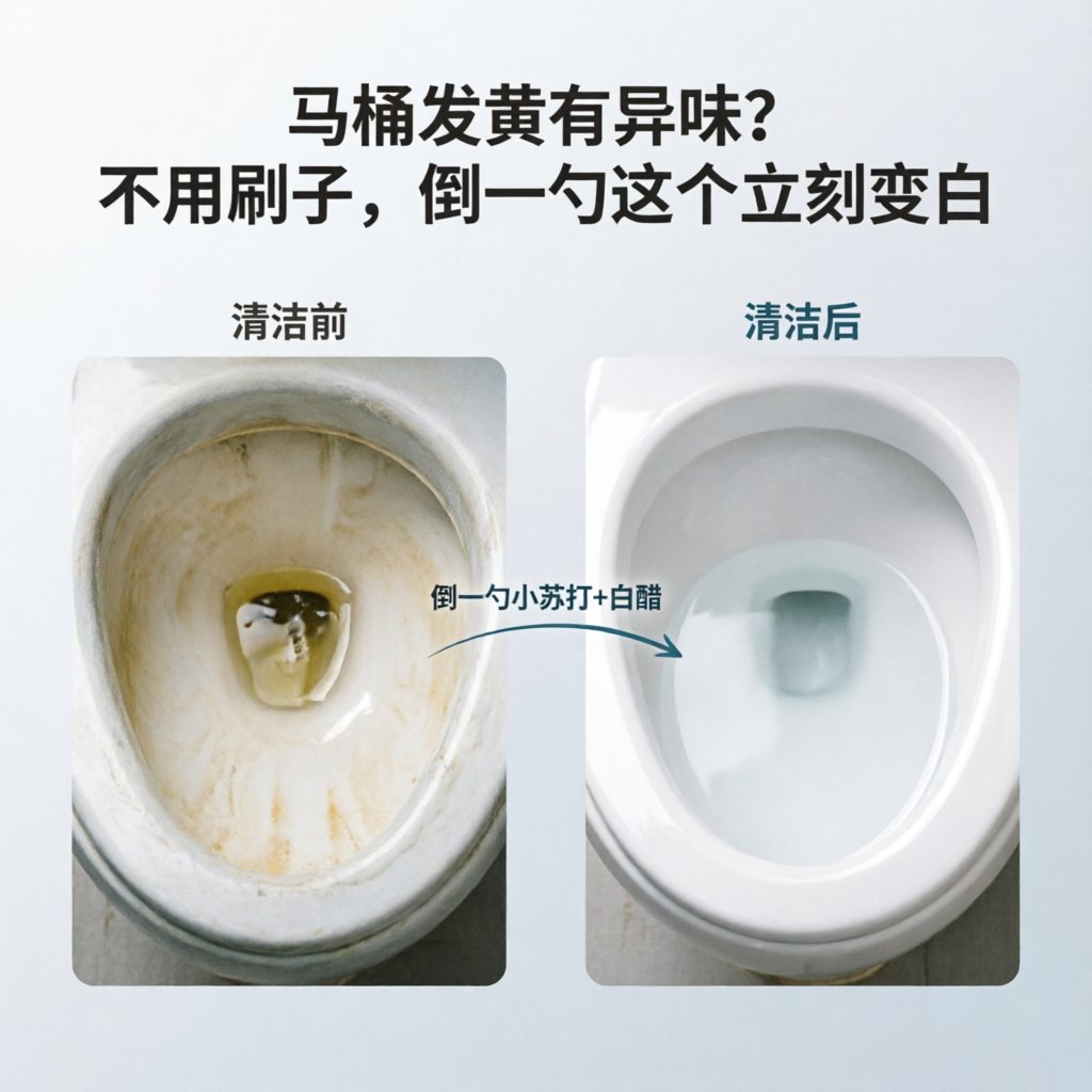 马桶发黄有异味？不用刷子，倒一勺这个立刻变白