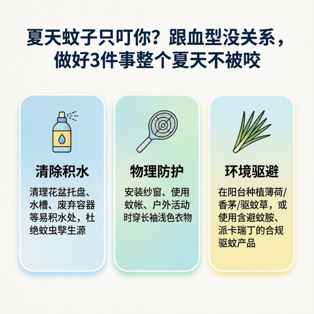 夏天蚊子只叮你？跟血型没关系，做好3件事整个夏天不被咬