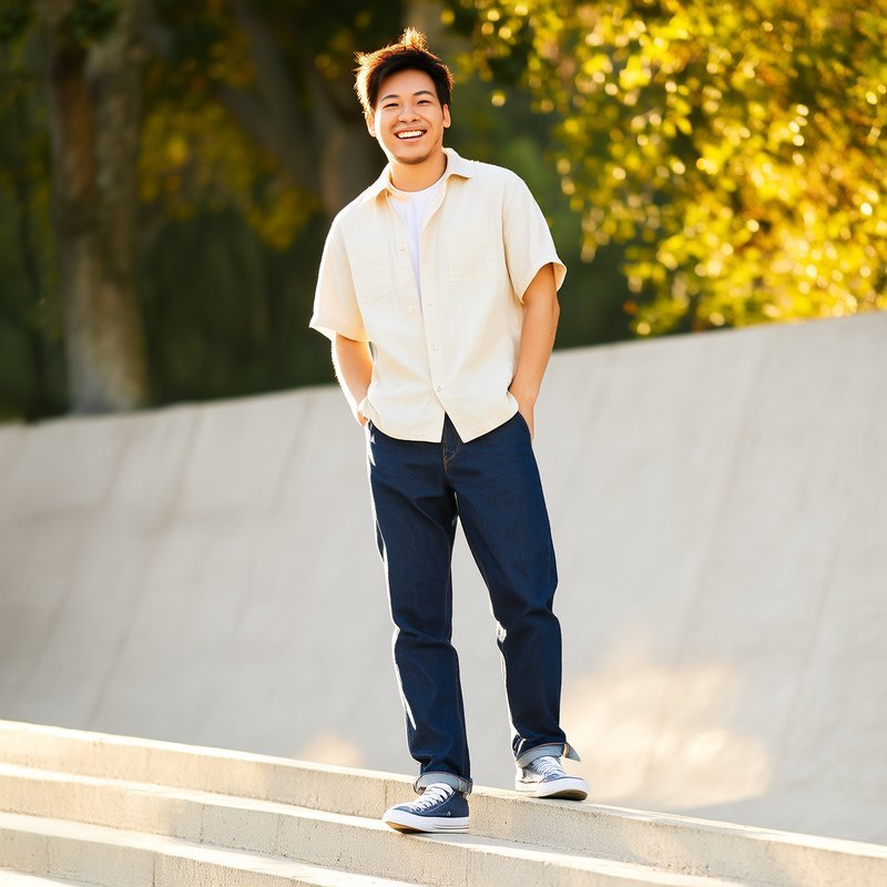 翻面晾晒牛仔裤