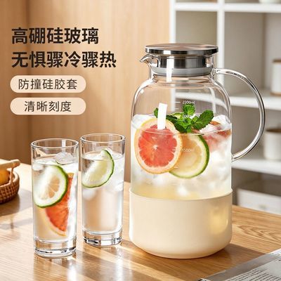 以前觉得冷水壶玻璃水壶耐高温凉水壶家用大容量果汁冷泡壶扎壶凉水杯套装无所谓，用了才知道差距这么大